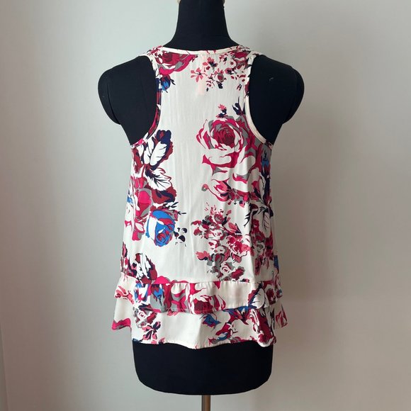 Eight Sixty Cream and Floral Silk Tank - Picture 3 of 10